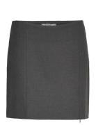 Side Zipper Mini Skirt Kort Kjol Grey Mango