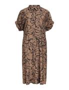 Objtiana Ss Shirt Dress A Ss Fair 22 Knälång Klänning Brown Object