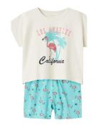 Nkfnightset Cap Pool Blue Flamingo Noos Pyjamas Set Multi/patterned Na...