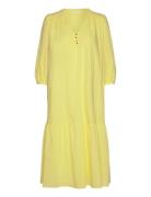 Annaba Long Chiffon Dress Knälång Klänning Yellow Tamaris Apparel