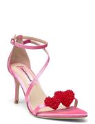Amy Satin Heart Sandal Med Klack Pink Custommade