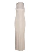 Calvin Klein Jersey Halter Neck Maxi Dress Beige