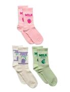 Sock 3 P Milk And Fruit Sockor Strumpor Multi/patterned Lindex