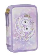 Three Section Pencil Case W/Content, Unicorn Princess Purple Accessori...
