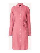 Isa Linen Shirt Dress Knälång Klänning Pink Lexington Clothing