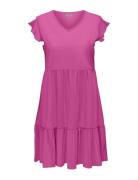 ONLY Carmakoma Carmay Cap Sleeves Frill Dress Jrs Rosa