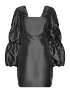 Georgia Double Pouf Sleeve Mini Dress Kort Klänning Black Malina