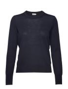 Merino R-Neck Sweater Tops Knitwear Jumpers Blue Filippa K
