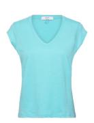 Cc Heart V-Neck T-Shirt Tops T-shirts & Tops Short-sleeved Blue Coster...