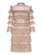 Malina Carmine Frill Lace Mini Dress Beige