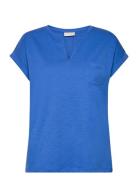 Fqviva-V-Ss-Pocket-Basic Tops T-shirts & Tops Short-sleeved Blue FREE/...