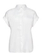 Lauren Women Relaxed Fit Linen Short-Sleeve Shirt Vit