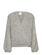 Huurre Hand Knitted Wrap Knit Tops Knitwear Jumpers Grey Hálo