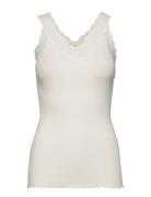 Organic Top W/ Lace Tops T-shirts & Tops Sleeveless White Rosemunde