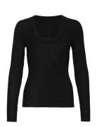 Slfcosta New Ls Knit Deep U-Neck Tops Knitwear Jumpers Black Selected ...