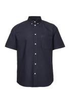 Michael Oxford Shirt Ss Designers Shirts Short-sleeved Black Wood Wood