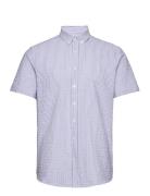 Johan Seersucker S/S Shirt Tops Shirts Short-sleeved Blue Kronstadt