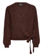 Onlmia L/S Wrap Cardigan Knt Noos Tops Knitwear Cardigans Burgundy ONL...