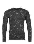 Tf Aop Ls Tee Sport T-shirts Long-sleeved Black Adidas Performance