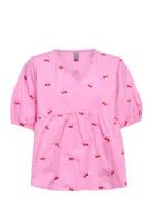 Cucarole Blouse Tops Blouses Short-sleeved Pink Culture