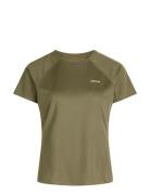 ZEBDIA Women Sports T-Shirt With Chest Print Khaki Green