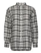Relaxed Fit Plaid Linen Shirt Tops Shirts Long-sleeved Black Polo Ralp...