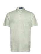 Classic Fit Cotton-Linen Polo Shirt Tops Polos Short-sleeved Green Pol...