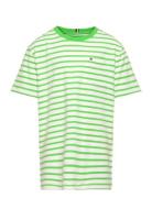 Breton Pocket Stripe Tee S/S Tops T-shirts Short-sleeved Green Tommy H...