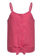 Kogcaro Strap Linen Blend Knot Top Pnt Tops T-shirts Sleeveless Pink K...
