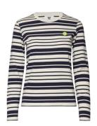 Moa Stripe Long Sleeve Tops T-shirts & Tops Long-sleeved Navy Double A...