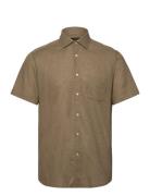Bs Gandia Casual Modern Fit Shirt Tops Shirts Short-sleeved Khaki Gree...