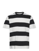 Striped Cotton T-Shirt Tops T-shirts Short-sleeved Black Mango