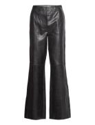 Milo - Crinkled Leather Bottoms Trousers Leather Leggings-Byxor Black ...
