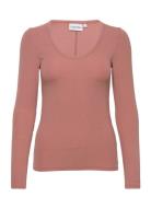 Calvin Klein Modal Rib Scoop Neck Ls Top Korall