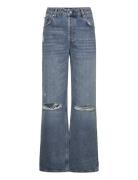 D2. Hw Relaxed Straight Rip Jeans Bottoms Jeans Wide Blue GANT