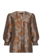 Whirlingbblicy Shirt Tops Blouses Long-sleeved Brown Bruuns Bazaar