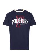 Classic Fit Logo Jersey T-Shirt Tops T-shirts Short-sleeved Navy Polo ...