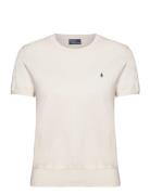 Cotton-Blend Short-Sleeve Sweater Tops T-shirts & Tops Short-sleeved C...