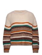 Knit Colored Stripe Pullover Tops Knitwear Jumpers Beige Tom Tailor