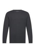 Slhgreg Slub Ls O-Neck Tee Tops T-shirts Long-sleeved Black Selected H...