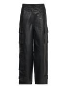 Letho Leather Cargo Trousers Bottoms Trousers Leather Leggings-Byxor B...