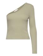Asymmetric Cotton T-Shirt Tops T-shirts & Tops Long-sleeved Green Mang...