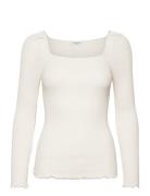 Silk T-Shirt Tops T-shirts & Tops Long-sleeved Cream Rosemunde