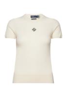 Monogram Cashmere Sweater Tee Tops T-shirts & Tops Short-sleeved Cream...