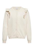 Cardigan Patternknit And Frill Tops Knitwear Cardigans Cream Lindex