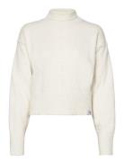 Boucle High Neck Sweater Tops Knitwear Jumpers Cream Calvin Klein Jean...