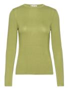Round-Neck Long-Sleeved T-Shirt Tops T-shirts & Tops Long-sleeved Gree...