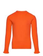 Nkfvianna Ls Slim Knit N Tops T-shirts Long-sleeved T-shirts Orange Na...