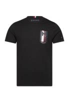 H Emblem Tee Tops T-shirts Short-sleeved Black Tommy Hilfiger