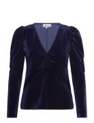 Velvet Jersey Tops Blouses Long-sleeved Blue Ganni